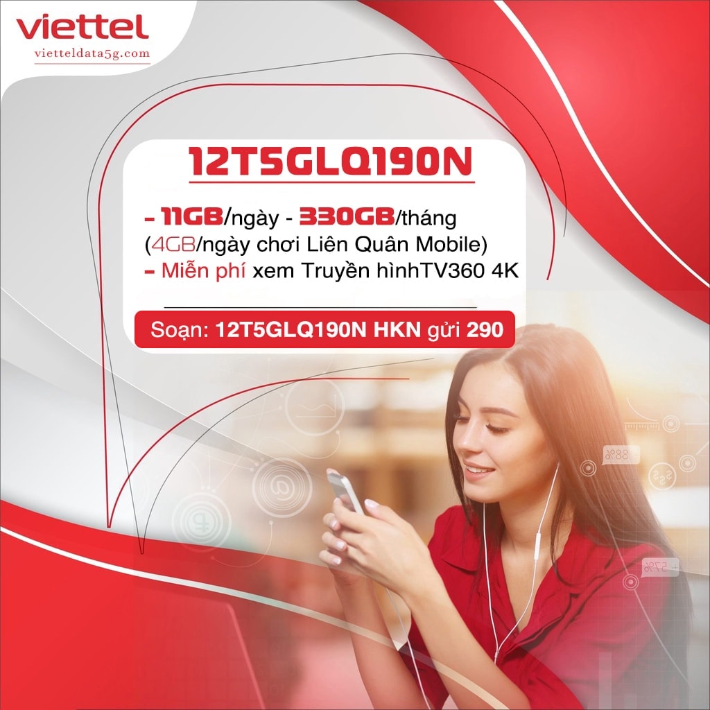 Đăng ký gói cước 12T5GLQ190N nhận ngay 3.960GB tốc độ cao gấp 10 lần 4G